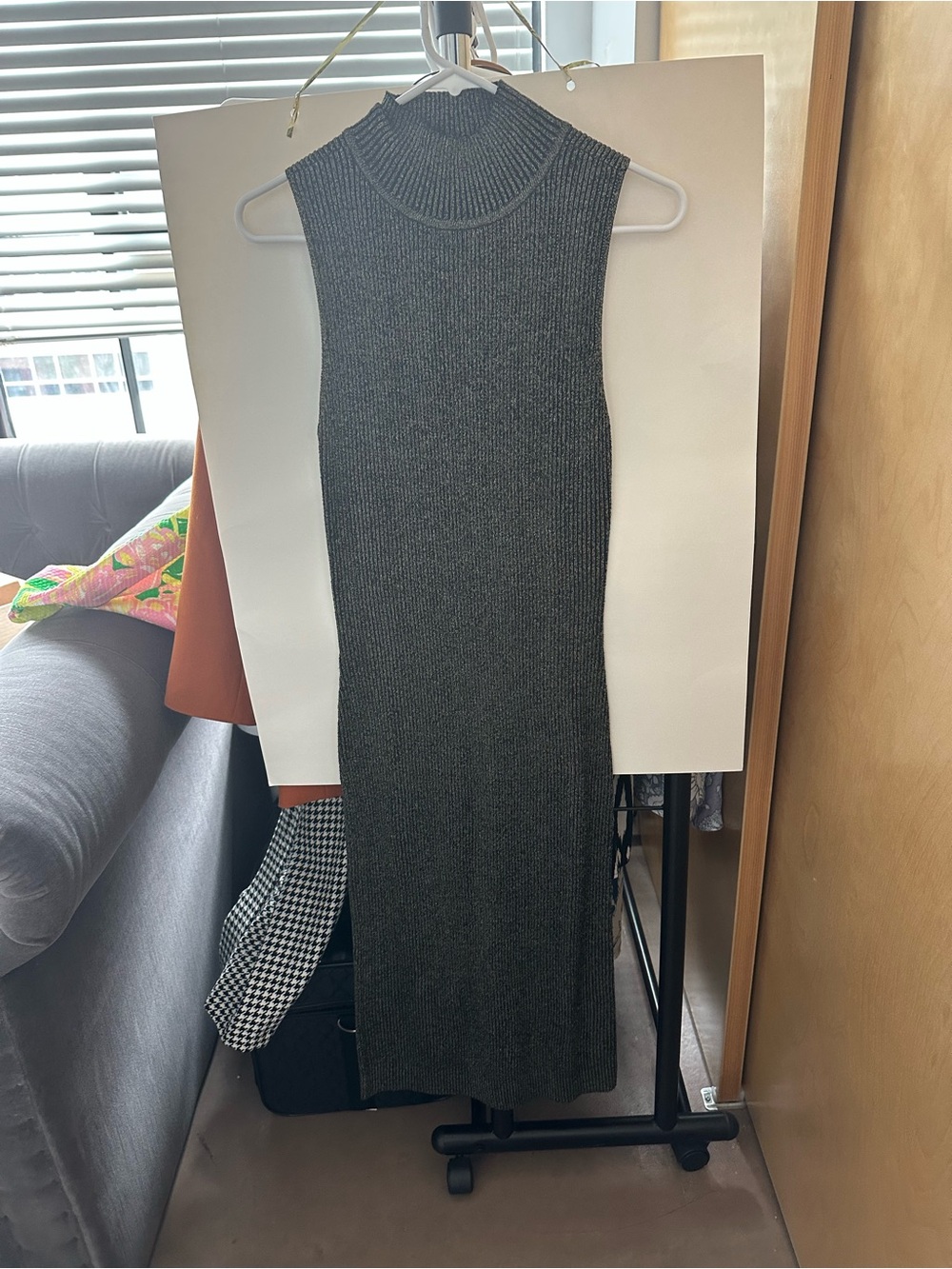 BB Dakota Sleeveless Ribbed Midi Dress - Charcoal Gray